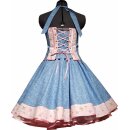 Petticoatkleid Vintage Rockabilly 50er Jahre jeansblaue Rosen mit rosa Bändern 36