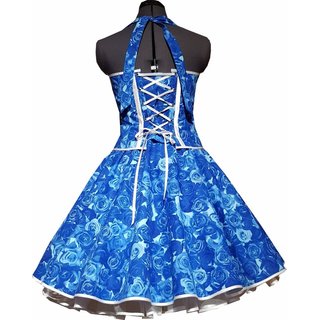 50er Jahre Kleid zum Petticoat Vintage  blau weiß Rosen 