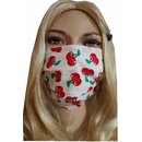 Mundbedeckung Maske zum Wenden rote Kirschen gefaltet...