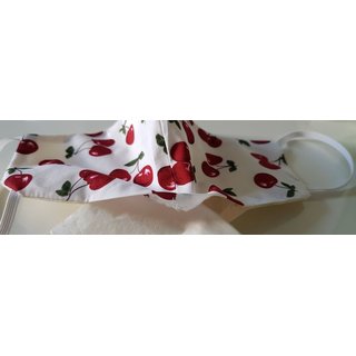 Nasen- Mundmaske rote Kirschen in weiß oder schwarz waschbare Baumwolle Wendemaske