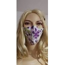 Florale Nasen-Mundsmaske Stoffmaske in weiß mit lila...