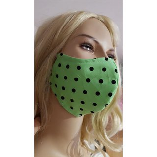 Nasen -Mundmaske grün schwarze Punkte 