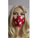 Mundmaske große rot weiße Punkte Alltagsmaske Stoffmaske...
