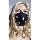 Mund- Nasenbedeckung Stoffmaske schwarz weiße große Punkte