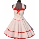 50er Jahre Kleid zum Petticoat weiß mit roten kleinen Punkten Brautkleid mit Korsage