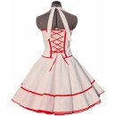 50er Jahre Kleid zum Petticoat weiß mit roten kleinen Punkten Brautkleid mit Korsage