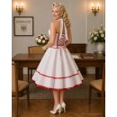 50er Jahre Kleid zum Petticoat weiß mit roten...
