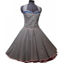 50er Jahre Kleid zum Petticoat jeansblau navy blau kariert mit Korsage