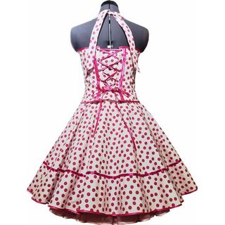 50er Jahre Kleid zum Petticoat weiss pink Punkte tanzend