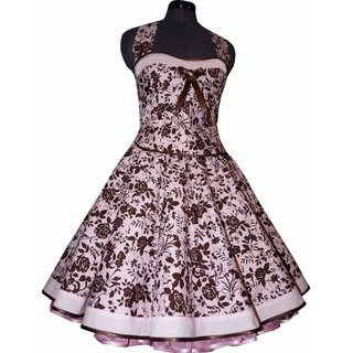 Rosa Cocktailkleid Kleid zum Petticoat mit braunen Rosen