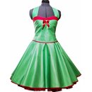 50er Jahre Kleid zum Petticoat Vintage Korsage grün Band rot