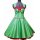 50er Jahre Kleid zum Petticoat Vintage Korsage grün Band rot