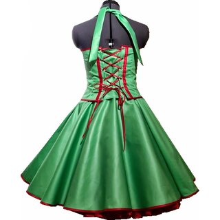 50er Jahre Kleid zum Petticoat Vintage Korsage grn Band rot Maanfertigung