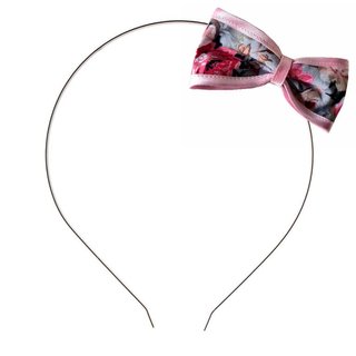 Haarreif mit Schleife Rockabilly grau rosa Blumen Haarschmuck