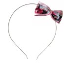 Haarreif mit Schleife Rockabilly grau rosa Blumen...