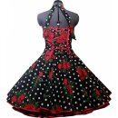 50er Jahre Kleid zum Petticoat schwarz rote Rosen und...