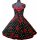 50er Jahre Kleid zum Petticoat schwarz rote Rosen und Punkte Vintage Korsage