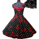 50er Jahre Kleid zum Petticoat schwarz rote Rosen und...