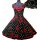 50er Jahre Kleid zum Petticoat schwarz rote Rosen und Punkte Vintage Korsage 36 mit Petticoat