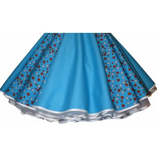 Tanzrock zum Petticoat Punkte Blumen türkis blau tellerweit