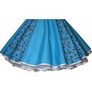 Tanzrock zum Petticoat Punkte Blumen türkis blau tellerweit