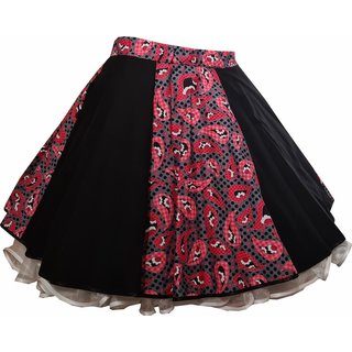 Tanzrock zum Petticoat Punkte Muster schwarz rot XL