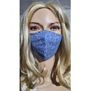  Mund-Nasenmaske blau mit kleinen Rosen Blumen Stoffmaske