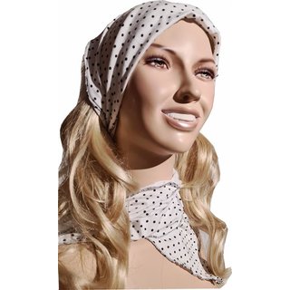 Schaltuch Halstuch Haarband Kopftuch weiß schwarze Punkte im 50er Jahre Stil aus Baumwolljersey