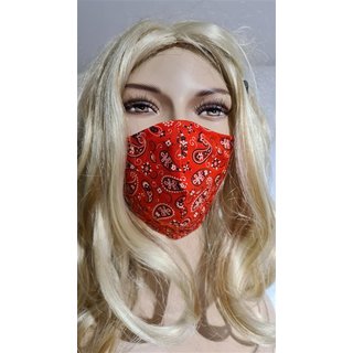 Rote Nasen-Mundmaske mit modischen Blumenmotiv Stoffmaske Maske Mundbedeckung Doppeloptik