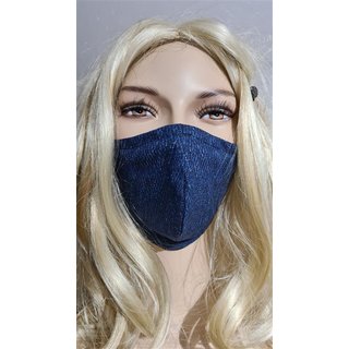 Blaue Nasen-Mundmask im Jeansmotiv Stoffmaske Atemmaske Mundbedeckung Doppeloptik