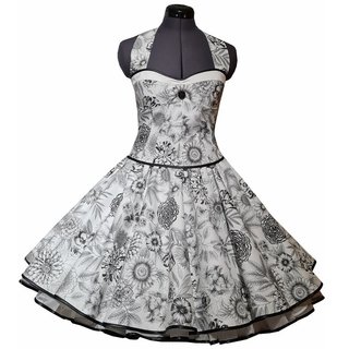  50er Jahre Petticoat Kleid weiß schwarz Blumen Vintage Brautkleid Tanzkleid 