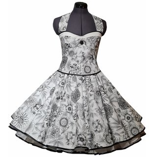  50er Jahre Petticoat Kleid wei schwarz Blumen Vintage Brautkleid Tanzkleid 