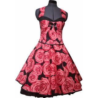 Petticoatkleid zum Petticoat schwarz rote Rosen Vintage Rockabilly 50er Jahre