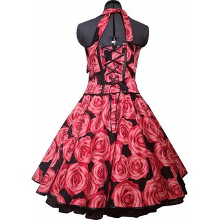 Petticoatkleid zum Petticoat schwarz rote Rosen Vintage Rockabilly 50er Jahre