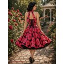 Petticoatkleid zum Petticoat schwarz rote Rosen Vintage...