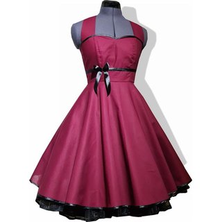 50er Jahre Tanzkleid Petticoat Kleid einfarbig bordeaux dunkelrot zum Petticoat 36-44