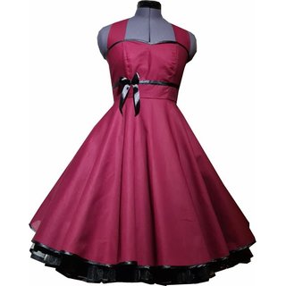 50er Jahre Tanzkleid Petticoat Kleid einfarbig bordeaux dunkelrot zum Petticoat 36-44