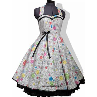 NEUE KOLLEKTION 50er Jahre Punkte Kleid Rockabilly Petticoat Blumen Tellerrock 