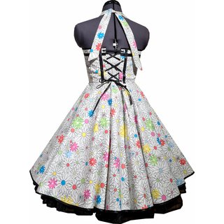 50er Jahre Petticoatkleid weiß Blumen Punkte Kleid Rockabilly Vintage Einzelstück