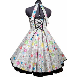 50er Jahre Petticoatkleid wei Blumen Punkte Kleid Rockabilly Vintage Einzelstck