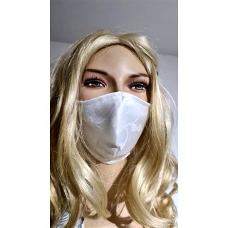 Mundmaske Mund Nasenbedeckung Stoffmaske weiß Schleife doppellagig mit Filtertasche waschbar