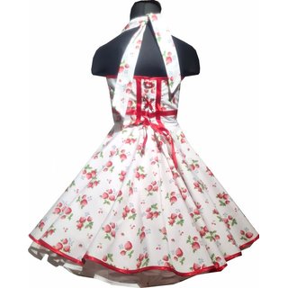 Kinder Petticoat Kleid Drehkleid Mädchen kleine Erdbeeren weiß rot