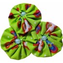 Stoffblüte grün rote kleine Blümchen 3er Pack