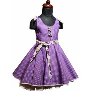 Kinder Petticoat Kleid Drehkleid Mädchen Punkte Blümchen lila weiß Gr 116-134