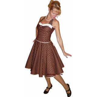 50er Jahre Swingkleid Punkte braun zum Petticoat Korsage  36