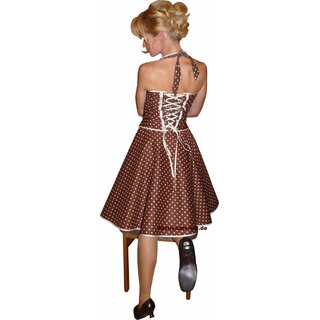 50er Jahre Swingkleid Punkte braun zum Petticoat Korsage  36