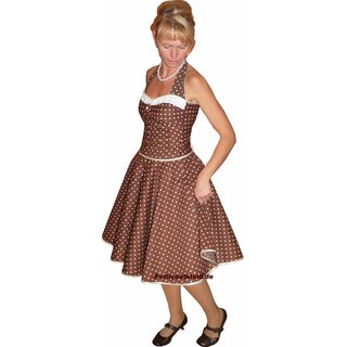 50er Jahre Swingkleid Punkte braun zum Petticoat Korsage  36