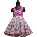 Süßes Kinderpetticoakleid 50er Jahre Kleid Drehkleid Mädchen pink Punkte Stamps Gr. 122/140