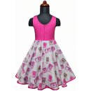 Süßes Kinderpetticoakleid 50er Jahre Kleid Drehkleid Mädchen pink Punkte Stamps Gr. 122/140
