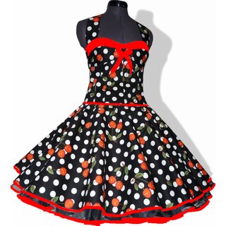 Petticoat Kleid Tanzkleid schwarz weiße Punkte rote Kirschen  42